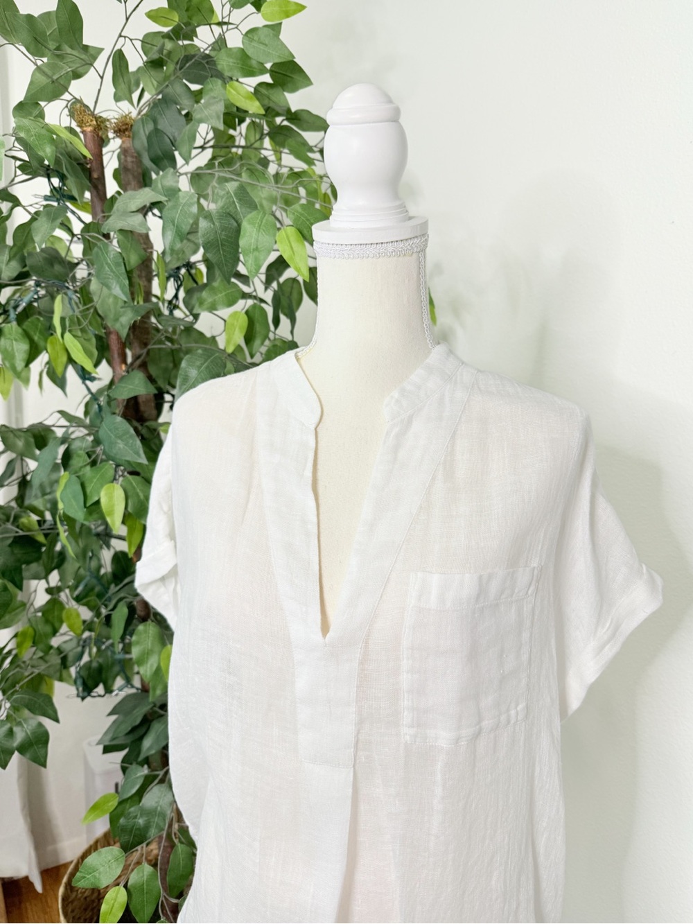 The White Label Company 100% Linen White Tunic Blouse US 10 - Picture 4 of 8